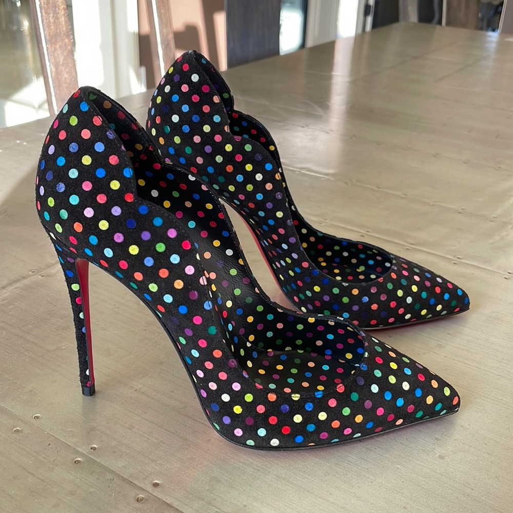 christian louboutin hot chick boum black suede stiletto sz 37 100mm